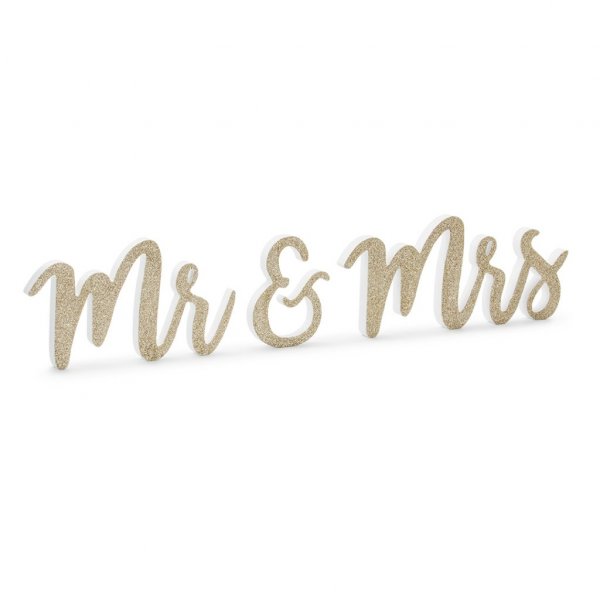 Holzbuchstaben - Mr & Mrs - Goldglitter