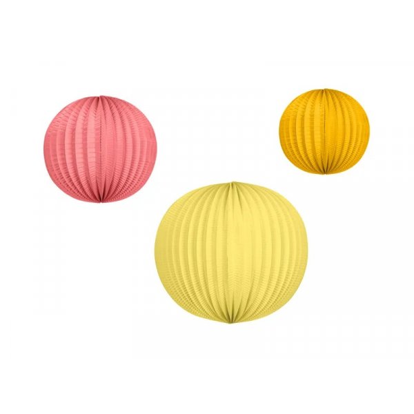 Papierlaternen - 3 St�ck - Orange, Rosa und Gelb