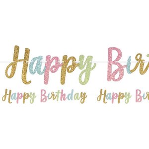 Girlande - Happy Birthday - Glitzer/Pastell Girlande - Happy Birthday - Glitzer/Pastell