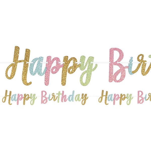 Girlande - Happy Birthday - Glitzer/Pastell Girlande - Happy Birthday - Glitzer/Pastell