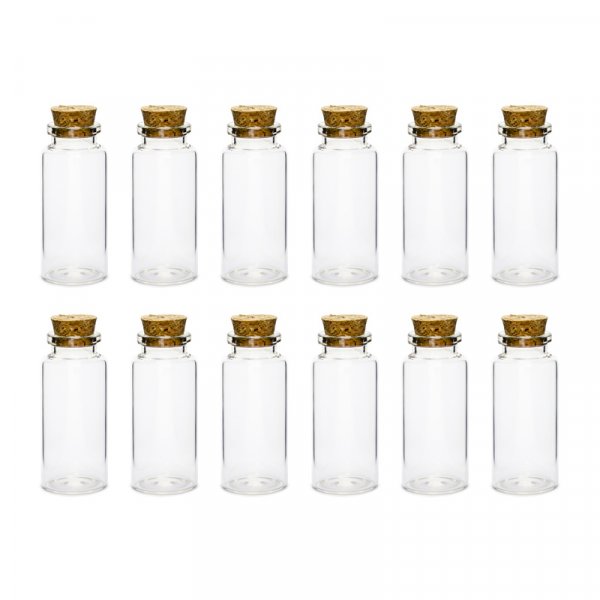 Glasflaschen mit Korken - Mini - 12er-Pack