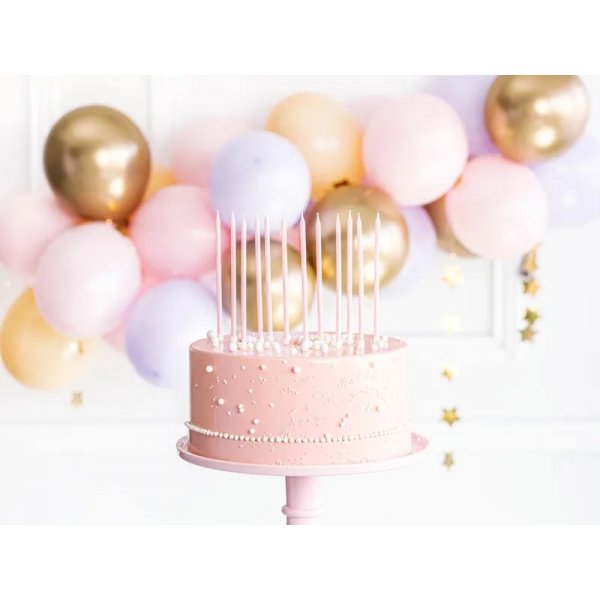 Geburtstagskerzen - Hellrosa - 14 cm - 12er-Pack