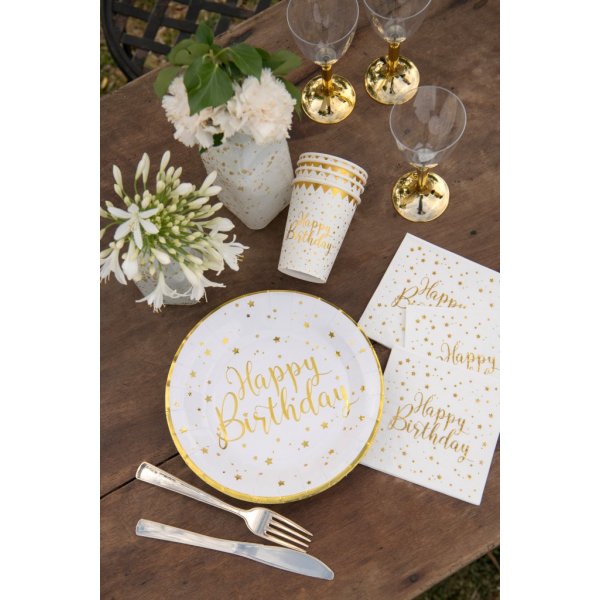 Pappbecher - Happy Birthday - Goldene Sterne - 10er-Pack Pappbecher - Happy Birthday - Goldene Sterne - 10er-Pack