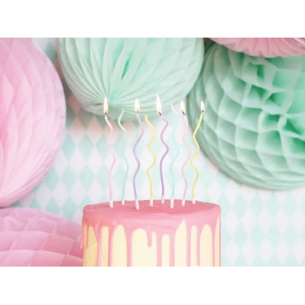 Kuchenkerzen - Swirl - Pastellmischung - 8er-Pack