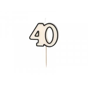 Kuchenkerzen/Geburtstagskerzen - 40 Stück - Schwarz/Weiß - 5,5 cm Kuchenkerzen/Geburtstagskerzen - 40 Stück - Schwarz/Weiß - 5,5 cm
