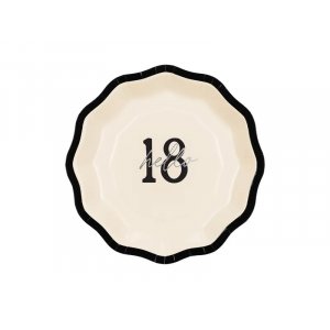 Pappteller - "Hallo 18" - Schwarz/Weiß - 18 cm - 6er-Pack Pappteller - "Hallo 18" - Schwarz/Weiß - 18 cm - 6er-Pack