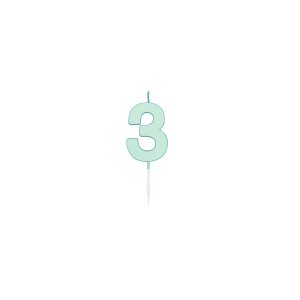 Kuchenkerze - Pastellmint - Nummer 3 - 4,5 cm Kuchenkerze - Pastellmint - Nummer 3 - 4,5 cm
