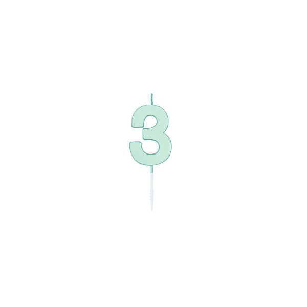 Kuchenkerze - Pastellmint - Nummer 3 - 4,5 cm Kuchenkerze - Pastellmint - Nummer 3 - 4,5 cm