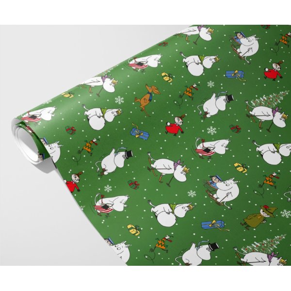 Geschenkpapier - Weihnachtspapier - Mumin - Grün - 4 m x 70 cm Geschenkpapier - Weihnachtspapier - Mumin - Grün - 4 m x 70 cm