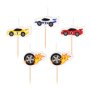 Kuchenkerzen - Rennsport - gemischte Farben - 5er-Pack