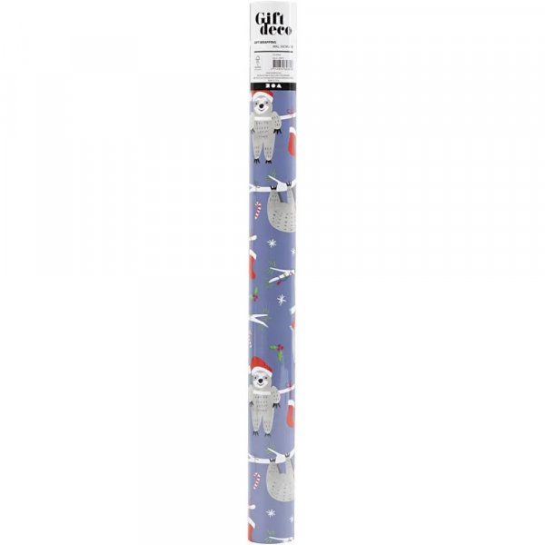 Geschenkpapier - Faultier mit Weihnachtsmtze