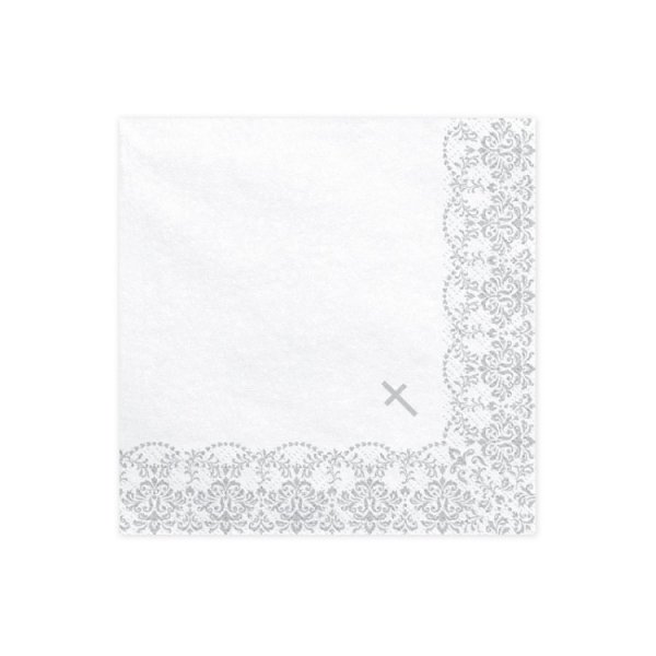 Elegante Servietten mit silbernem Kreuz Elegante Servietten mit silbernem Kreuz