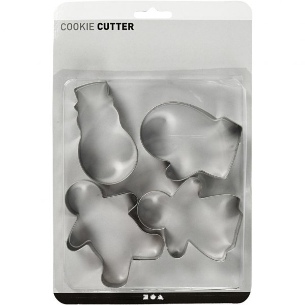 Lebkuchenformen - 4er-Pack - Schneemann/Handschuh/Kaugummi/Alter Mann