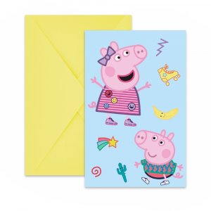 Einladungskarten mit Umschlägen - Greta Pig - 6 Stück. Einladungskarten mit Umschlägen - Greta Pig - 6 Stück.