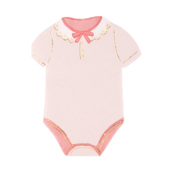 Servietten - Babybody - Rosa/Gold - 10er-Packung