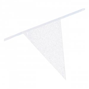 Wimpelgirlande, weiß glitzernd, 6 m Wimpelgirlande, weiß glitzernd, 6 m