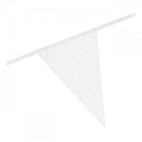 Wimpelgirlande, weiß glitzernd, 6 m Wimpelgirlande, weiß glitzernd, 6 m