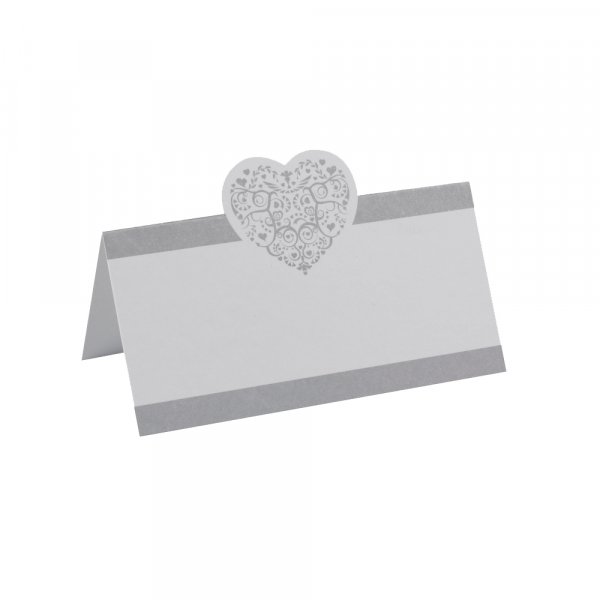 Platzkarten - 50er-Pack - Vintage Romance Weiß/Silber Platzkarten - 50er-Pack - Vintage Romance Weiß/Silber