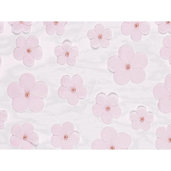 Tischlufer - Tll mit Blumen - Rosa - 5 m
