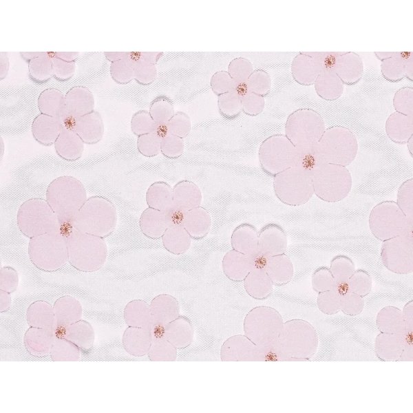Tischläufer - Tüll mit Blumen - Rosa - 5 m Tischläufer - Tüll mit Blumen - Rosa - 5 m
