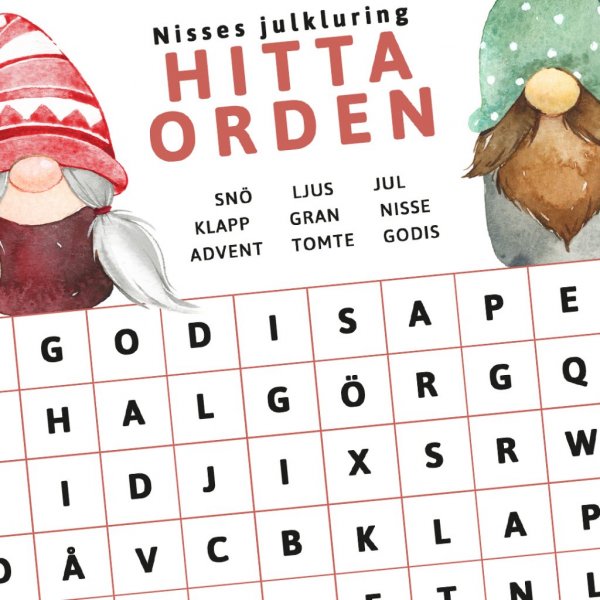 Finden Sie die Wrter - das Weihnachtsrtsel des Weihnachtsmanns