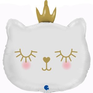 Folienballon - Katzenprinzessin - Weiß - Form - 53 cm Folienballon - Katzenprinzessin - Weiß - Form - 53 cm