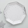 Pappteller - Metallic Silver Star - 8er-Pack