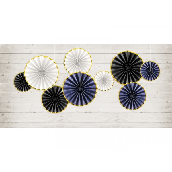 Pin Wheels - Schwarz/Goldrand - 3er-Pack