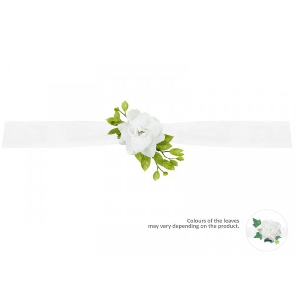 Autodekoration - Wei�er T�ll mit Rosen und Bl�ttern - 1,7 m