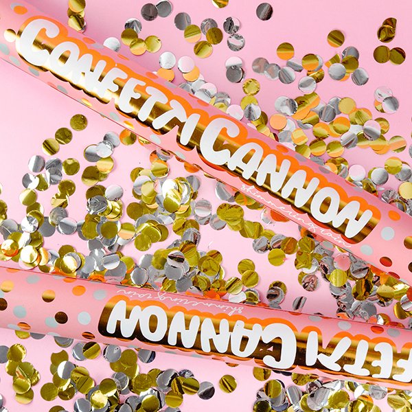 Konfettikanone - Kreise - Gold/Silber