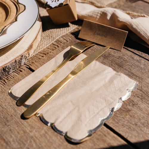 Servietten - Braun mit Goldrand - 16er-Packung Servietten - Braun mit Goldrand - 16er-Packung