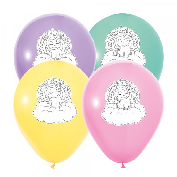 Ballonstrauß - Fröhliche Party-Einhörner - Mix - 8er-Pack Ballonstrauß - Fröhliche Party-Einhörner - Mix - 8er-Pack