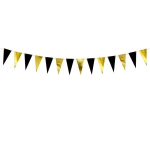 Wimpelgirlande - Mini - Schwarz & Gold - 2,1 m Wimpelgirlande - Mini - Schwarz & Gold - 2,1 m
