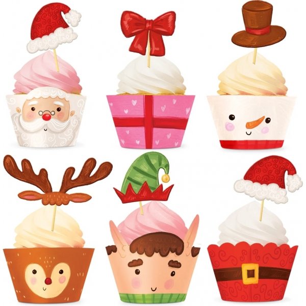 Cupcake-F�rmchen und Kuchenspie�er - Weihnachtsmotiv - 12er-Pack