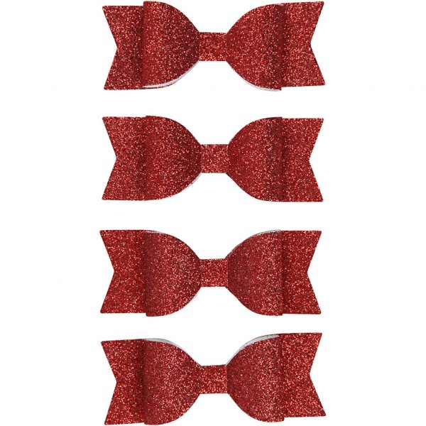 Selbstklebende Schleifen - Roter Glitzer