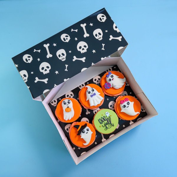 Cupcake-Box Halloween Skelett für 6 Cupcakes - 2er-Pack Cupcake-Box Halloween Skelett für 6 Cupcakes - 2er-Pack