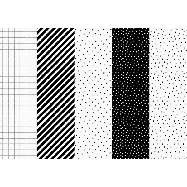Geschenkpapier - Schwarz/Wei - 5 Blatt, 5 m