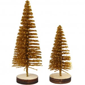 Weihnachtsmann-Accessoires - Tannenb�ume - Gold - 5er-Pack