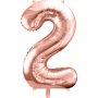 Zahlenballon - Roségold - 86 cm - Zahl: 2