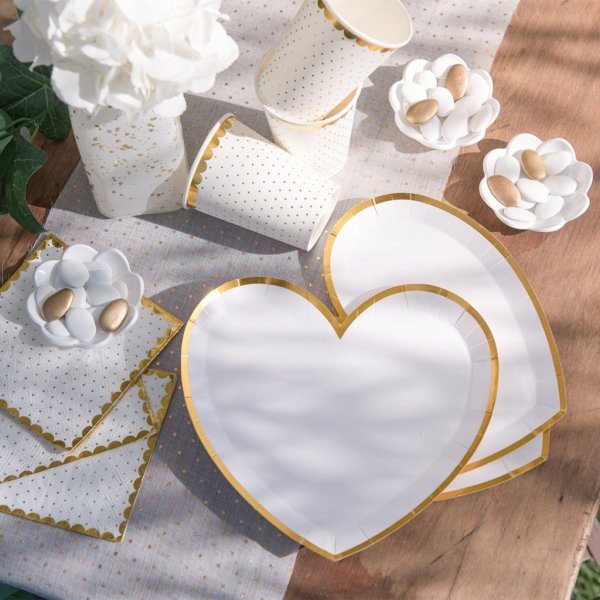 Pappbecher - Gepunktet mit Goldrand - Weiß - 10er-Pack Pappbecher - Gepunktet mit Goldrand - Weiß - 10er-Pack