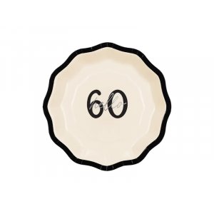 Pappteller - "Hallo 60" - Schwarz/Weiß - 18 cm - 6er-Pack Pappteller - "Hallo 60" - Schwarz/Weiß - 18 cm - 6er-Pack