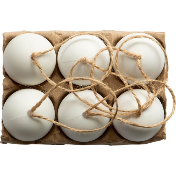 Deko-Eier - Kunststoff - Wei� - 6er-Pack
