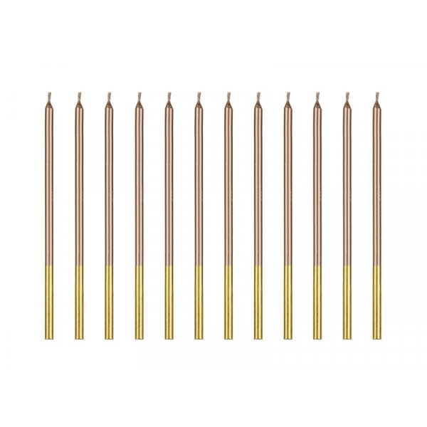 Geburtstagskerzen - Rosgold - 14 cm - 12er-Pack