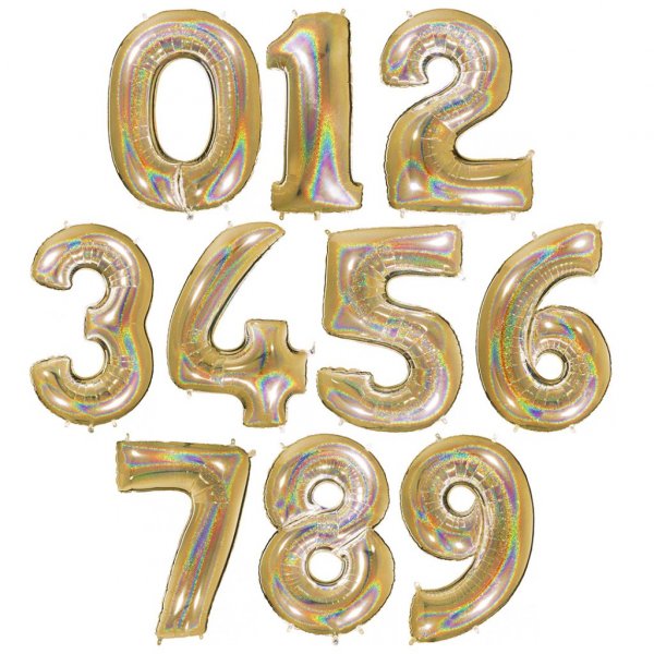 Zahlenballon - Goldglitter - 1 m