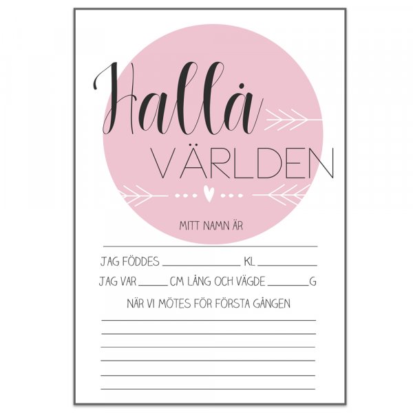 Geburtsurkunden - Hallo Welt - rosa