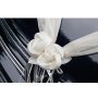 Girlanden - Organzastoff mit Satinblumen - Creme - 1,8 m