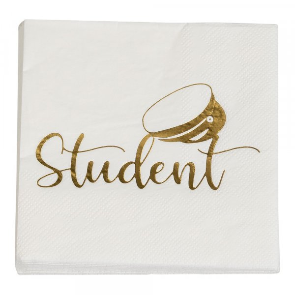 Servietten - Student - Wei/Gold - 16er-Pack