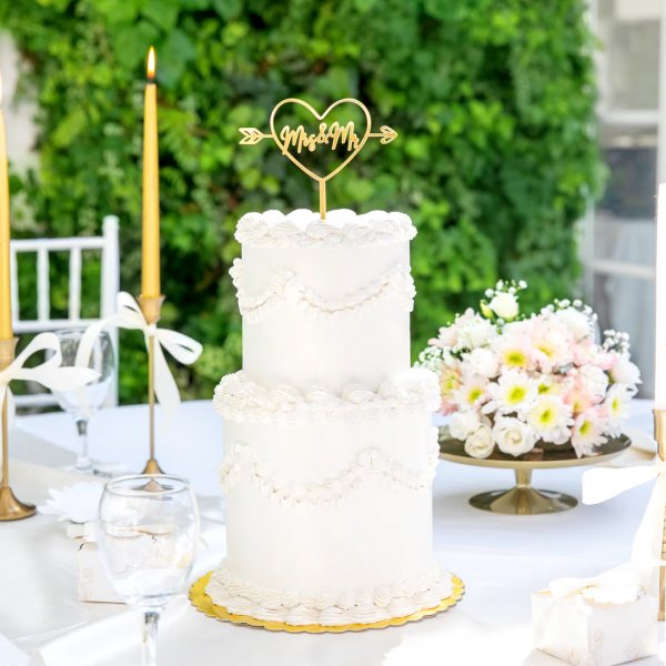 Tortenaufsatz - Mr & Mrs - Herz - Gold