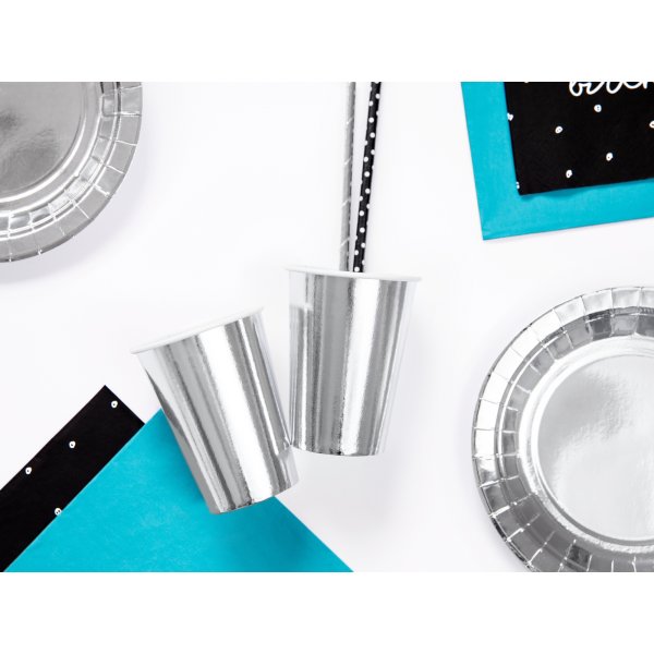 Pappbecher - Metallic - Silber - 6er-Pack