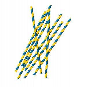 Papierstrohhalme - Blau/Gelb - 24 Stück Papierstrohhalme - Blau/Gelb - 24 Stück